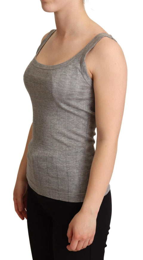 Dolce & Gabbana Gray Cotton Modal Canotta Tank Top T-shirt - Ellie Belle