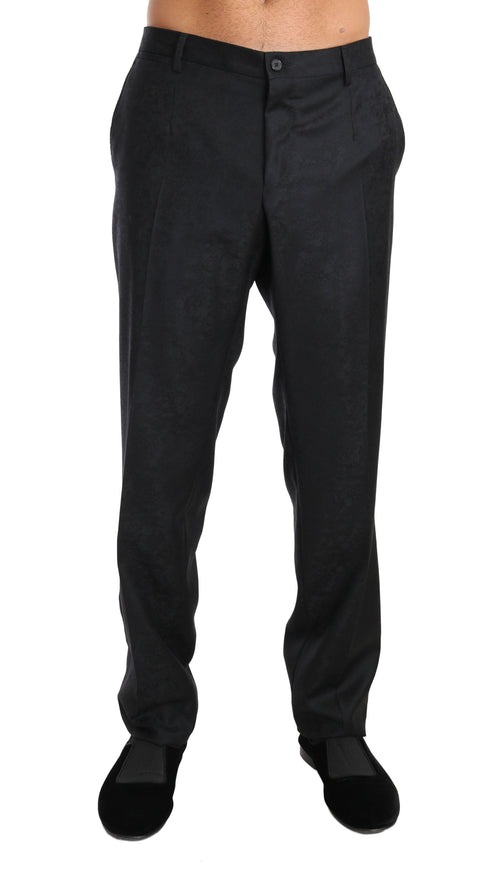 Dolce & Gabbana Gray Cotton Patterned Formal Trousers - Ellie Belle