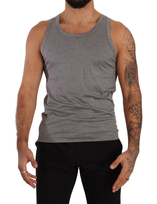 Dolce & Gabbana Gray Cotton Sleeveless Tank Top T-shirt Underwear - Ellie Belle