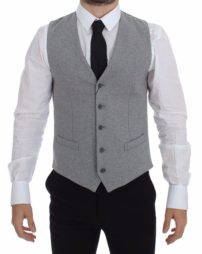 Dolce & Gabbana Gray Cotton Stretch Dress Vest Blazer - Ellie Belle