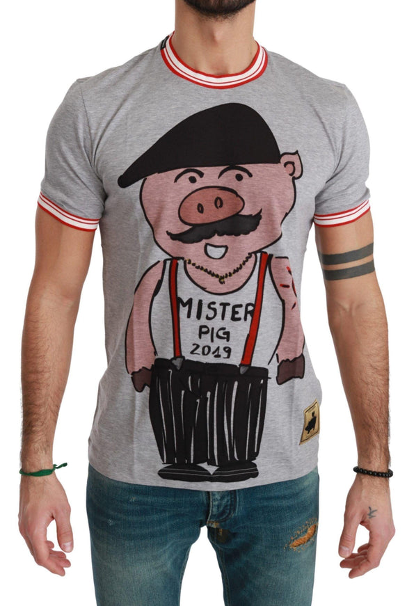 Dolce & Gabbana Gray Cotton Top 2019 Year of the Pig T-shirt - Ellie Belle