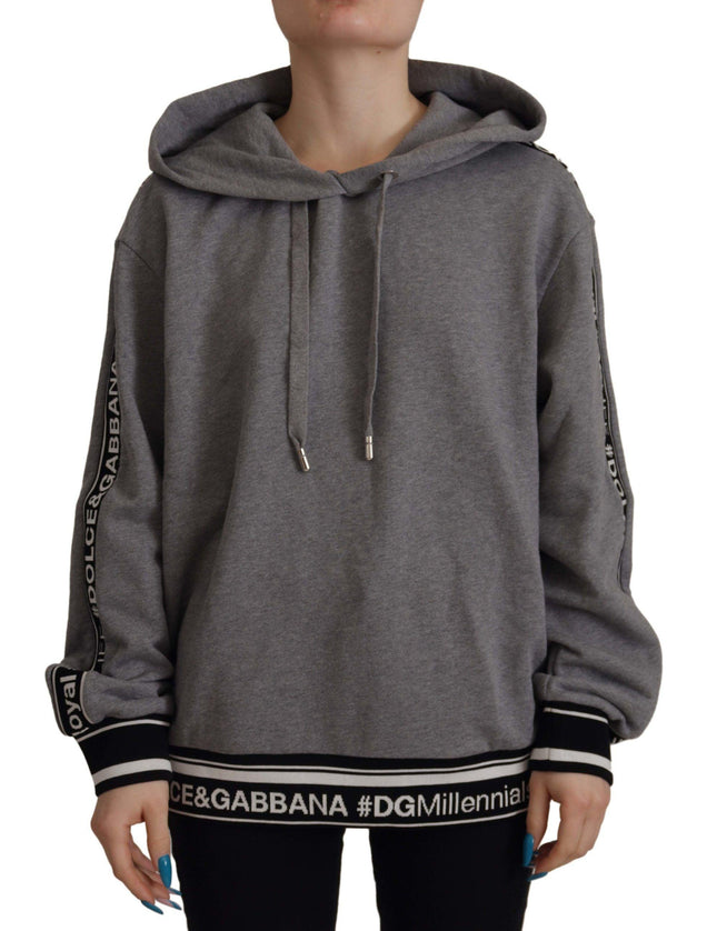 Dolce & Gabbana Gray CottonHooded Sweatshirt Pullover Sweater - Ellie Belle