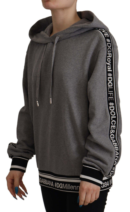 Dolce & Gabbana Gray CottonHooded Sweatshirt Pullover Sweater - Ellie Belle