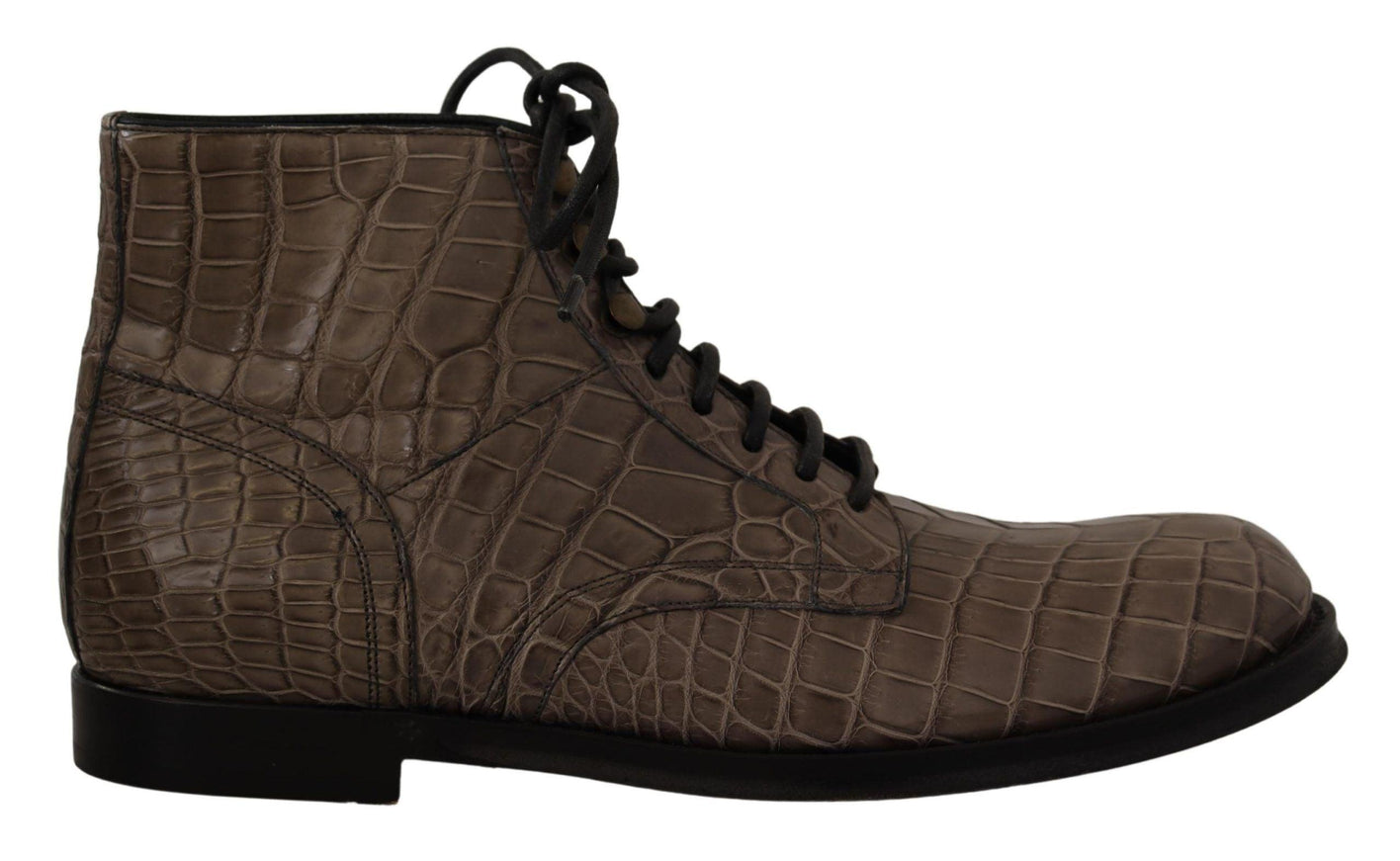 Dolce & Gabbana Gray Crocodile Leather Derby Boots - Ellie Belle