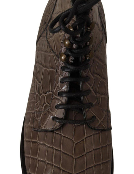Dolce & Gabbana Gray Crocodile Leather Derby Boots - Ellie Belle