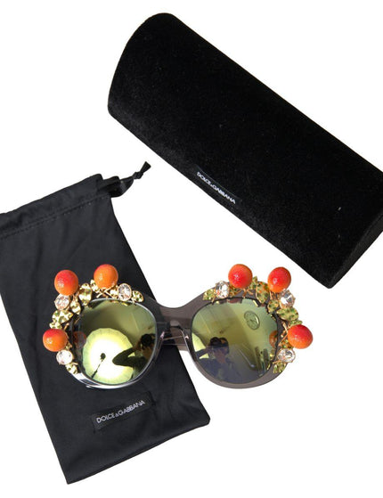 Dolce & Gabbana Gray DG4283B Crystals Orange Appliques Sunglasses - Ellie Belle