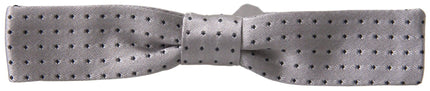 Dolce & Gabbana Gray Dotted Silk Adjustable Men Neck Papillon Bow Tie - Ellie Belle