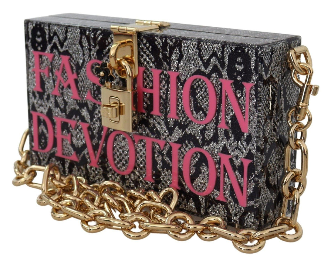 Dolce & Gabbana Gray Fashion Devotion Clutch Plexi SICILY BOX Purse - Ellie Belle