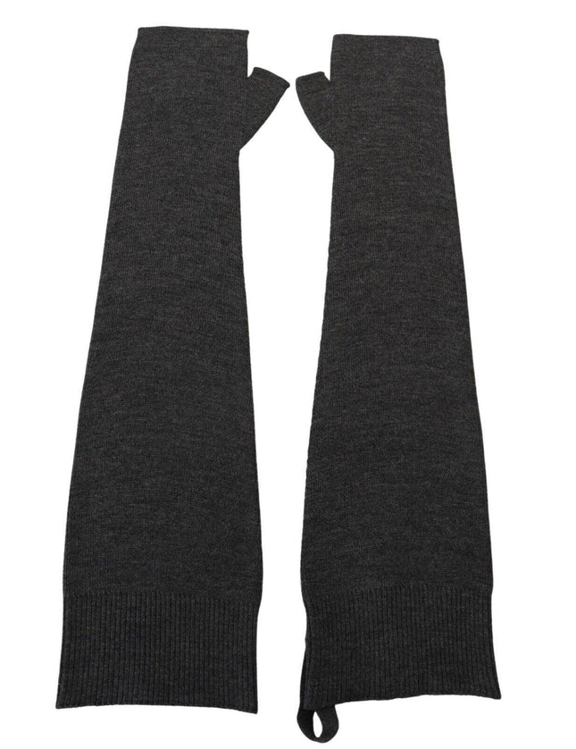 Dolce & Gabbana Gray Fingerless Elbow Length Wool Knit Gloves - Ellie Belle