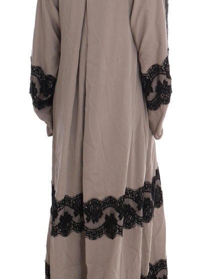 Dolce & Gabbana Gray Floral Applique Lace Kaftan Dress - Ellie Belle
