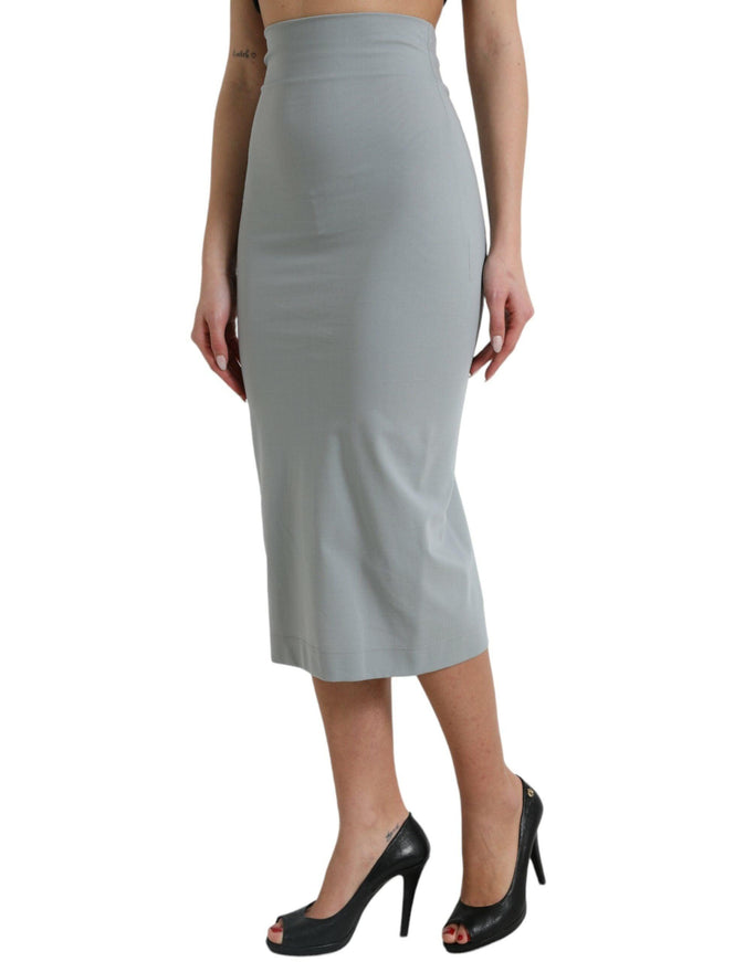 Dolce & Gabbana Gray High Waist Stretch Pencil Cut Midi Skirt - Ellie Belle