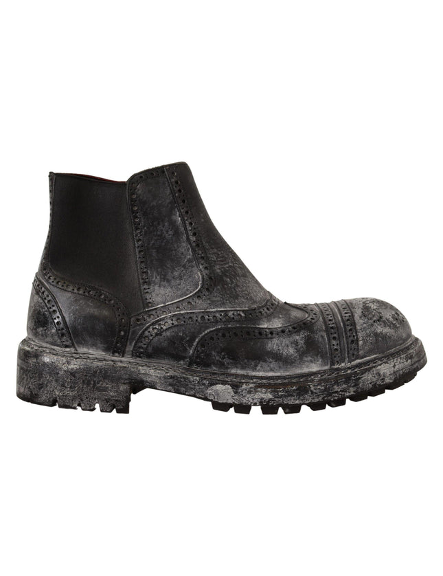 Dolce & Gabbana Gray Leather Ankle Casual Mens Boots - Ellie Belle