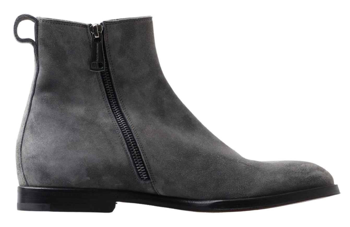 Dolce & Gabbana Gray Leather Men Ankle Boots Shoes - Ellie Belle