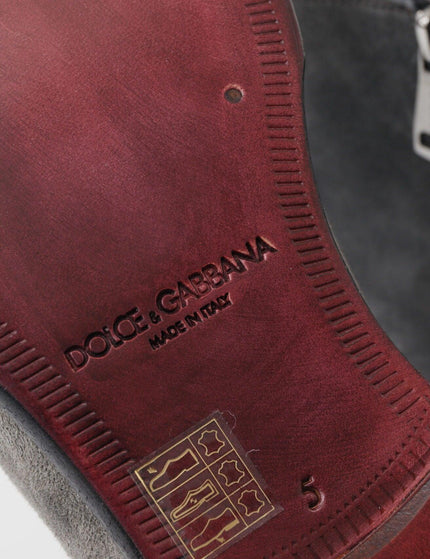 Dolce & Gabbana Gray Leather Men Ankle Boots Shoes - Ellie Belle