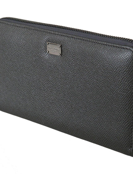 Dolce & Gabbana Gray Leather Zipper Continental Bill Card Coin Wallet - Ellie Belle