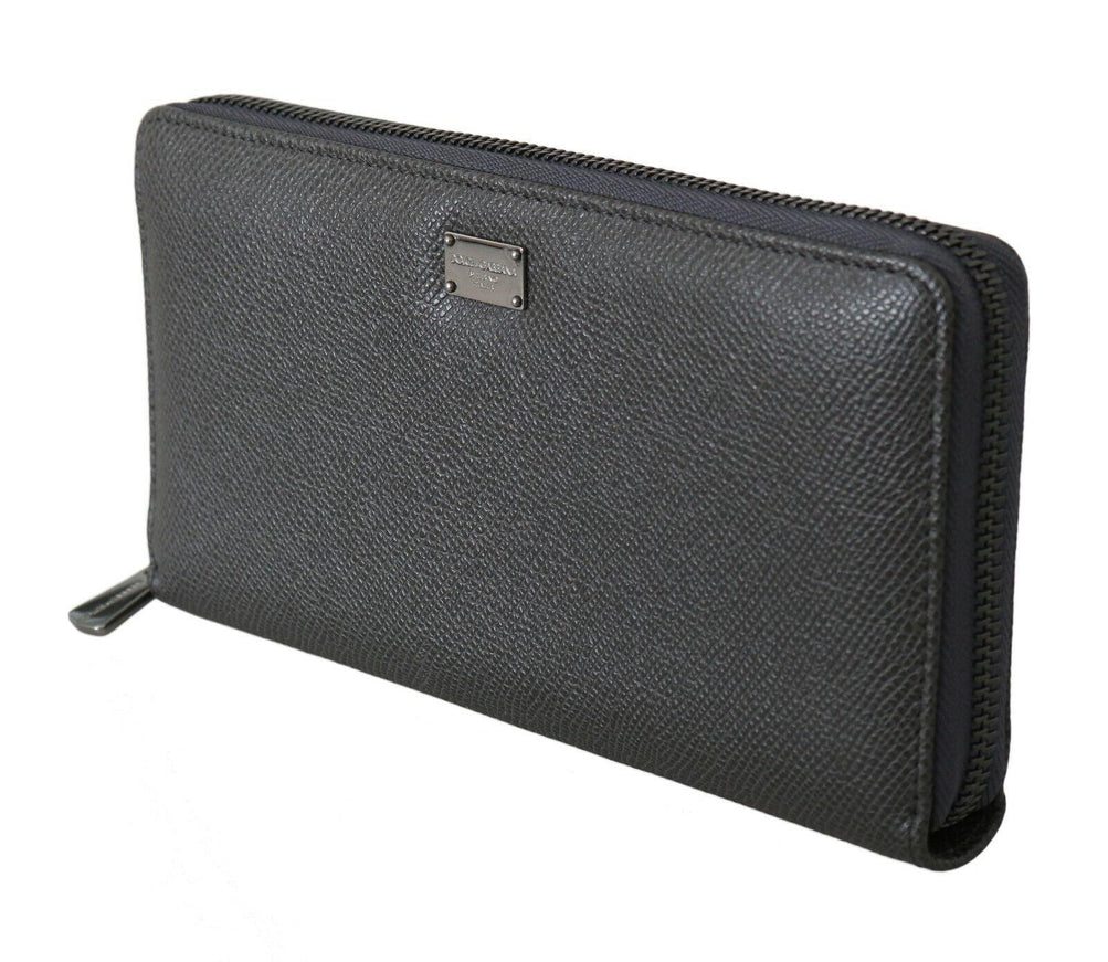 Dolce & Gabbana Gray Leather Zipper Continental Bill Card Coin Wallet - Ellie Belle