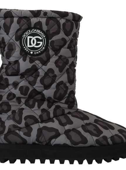 Dolce & Gabbana Gray Leopard Boots Padded Mid Calf Shoes - Ellie Belle