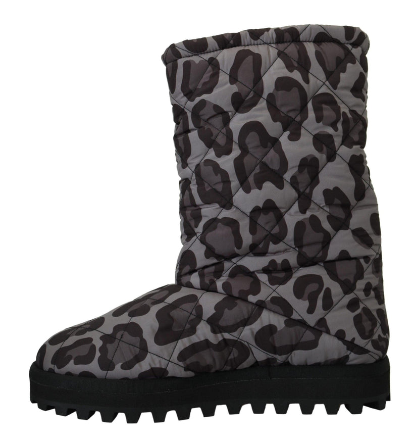 Dolce & Gabbana Gray Leopard Boots Padded Mid Calf Shoes - Ellie Belle