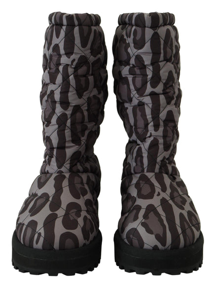Dolce & Gabbana Gray Leopard Boots Padded Mid Calf Shoes - Ellie Belle