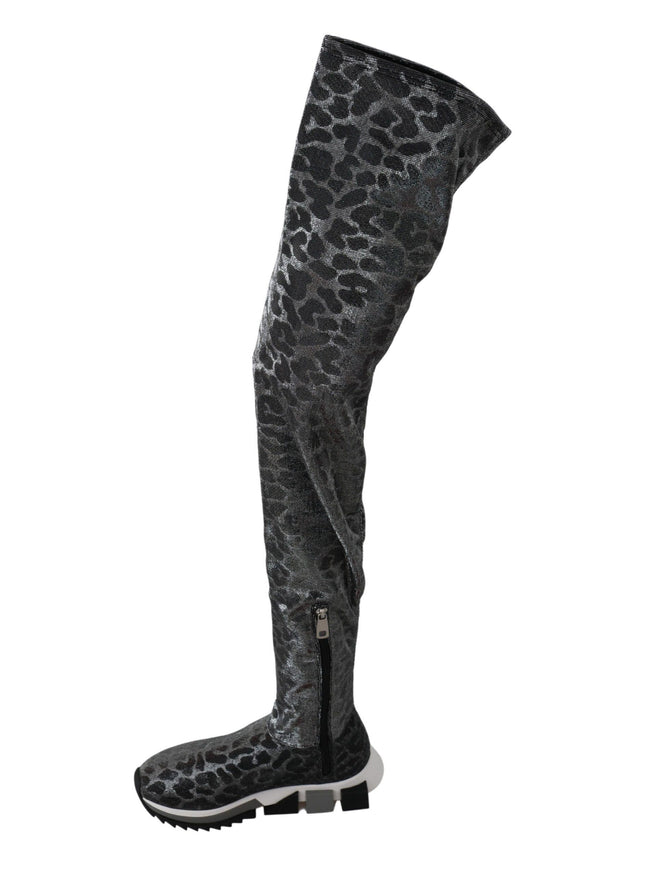 Dolce & Gabbana Gray Leopard High Top Sneakers Booties Shoes - Ellie Belle