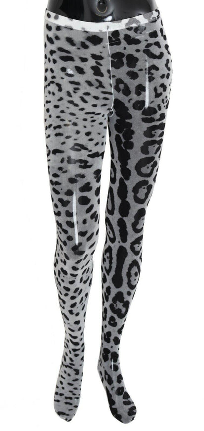 Dolce & Gabbana Gray Leopard Print Mesh Nylon Tights - Ellie Belle