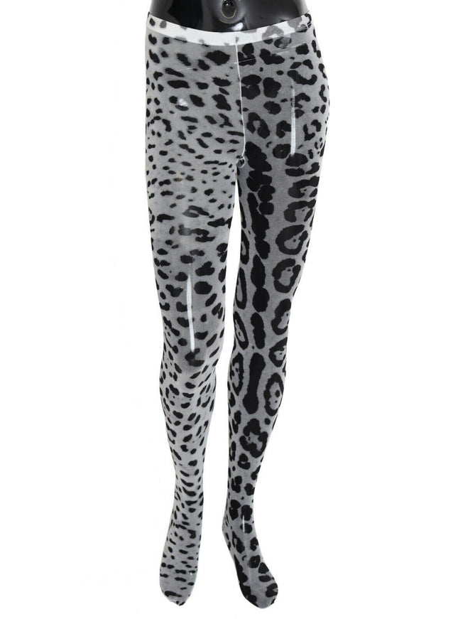 Dolce & Gabbana Gray Leopard Print Mesh Nylon Tights - Ellie Belle