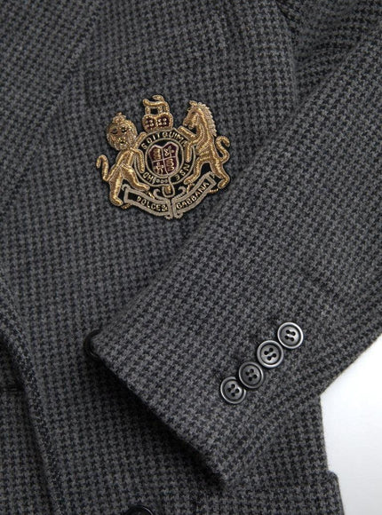 Dolce & Gabbana Gray Logo Embroidery Double Breasted Blazer - Ellie Belle