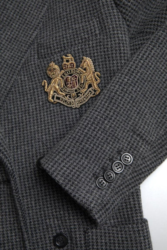 Dolce & Gabbana Gray Logo Embroidery Double Breasted Blazer - Ellie Belle