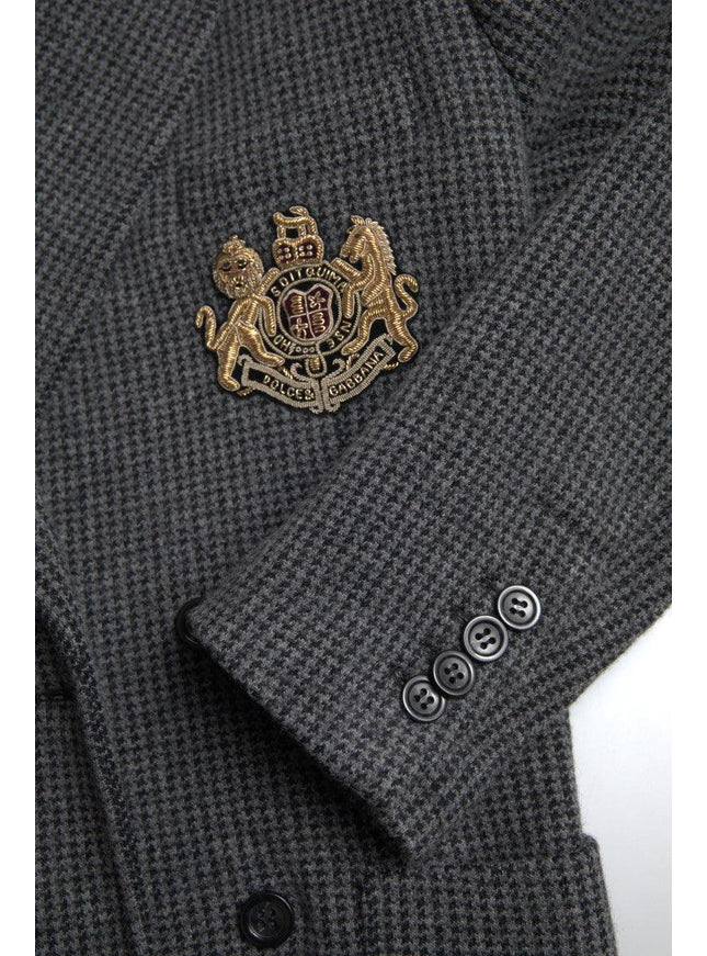 Dolce & Gabbana Gray Logo Embroidery Double Breasted Blazer - Ellie Belle