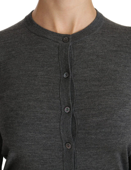 Dolce & Gabbana Gray Long Sleeve Cardigan Sweater Wool Top