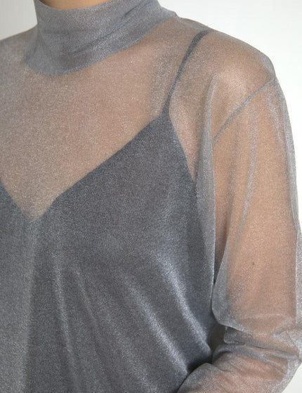 Dolce & Gabbana Gray Mesh Turtleneck Long Sleeve Blouse Top - Ellie Belle