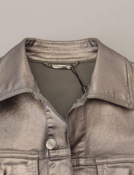 Dolce & Gabbana Gray Metallic Cotton Men Long Sleeves Jacket - Ellie Belle