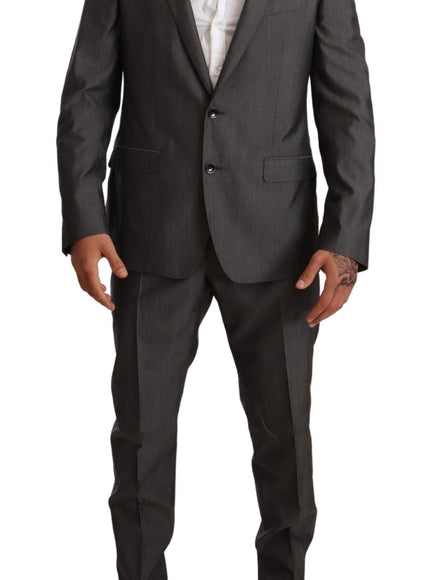 Dolce & Gabbana Gray Metallic MARTINI Slim Fit Set Suit