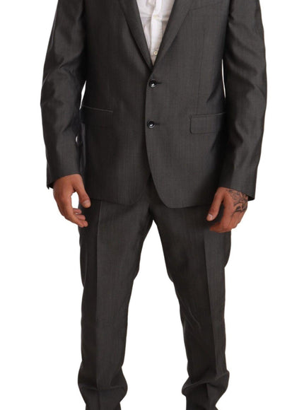 Dolce & Gabbana Gray Metallic MARTINI Slim Fit Set Suit