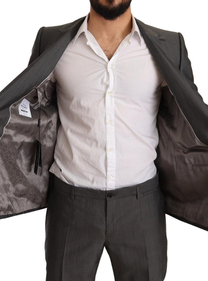 Dolce & Gabbana Gray Metallic MARTINI Slim Fit Set Suit