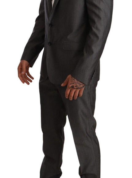 Dolce & Gabbana Gray Metallic MARTINI Slim Fit Set Suit