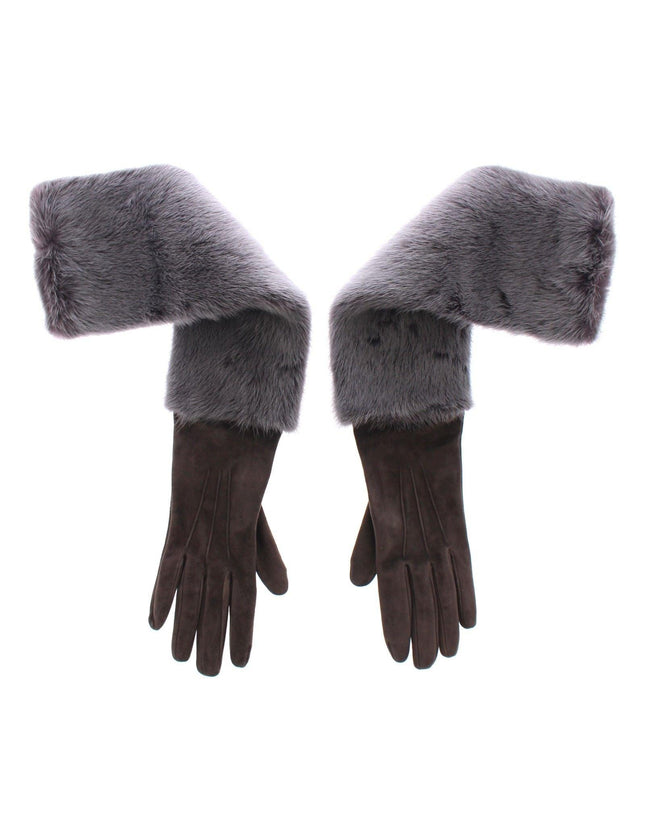 Dolce & Gabbana Gray Mink Fur Lambskin Suede Leather Gloves - Ellie Belle