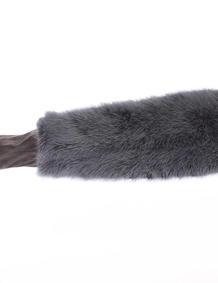 Dolce & Gabbana Gray Mink Fur Lambskin Suede Leather Gloves - Ellie Belle