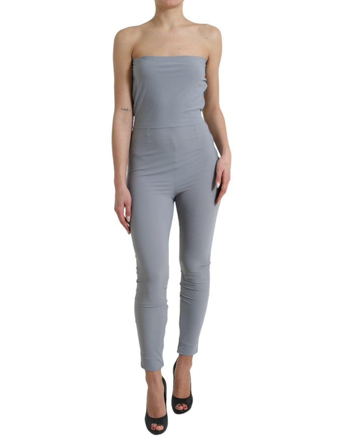 Dolce & Gabbana Gray Nylon Strapless Bodycon Jumpsuit - Ellie Belle