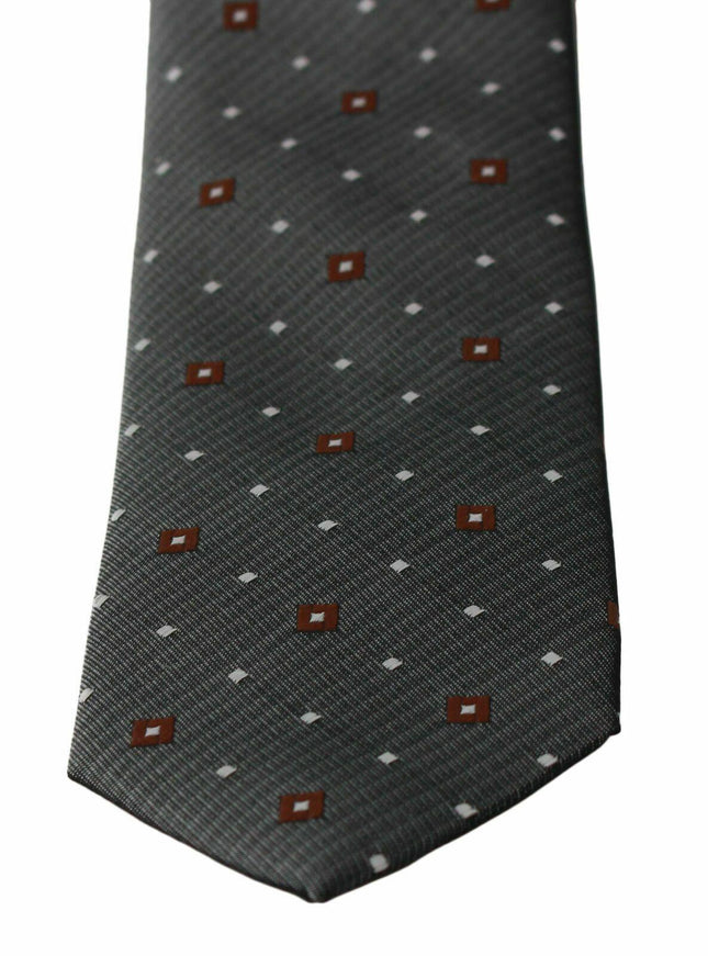 Dolce & Gabbana Gray Patterned Classic Mens Slim Necktie - Ellie Belle