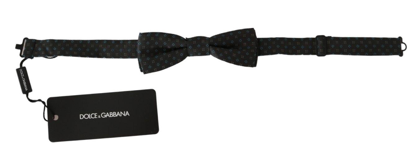 Dolce & Gabbana Gray Patterned Mens Necktie Papillon 100% Silk Bow Tie - Ellie Belle