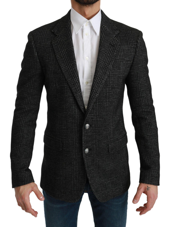 Dolce & Gabbana Gray Plaid Check Slim Fit Jacket Blazer - Ellie Belle