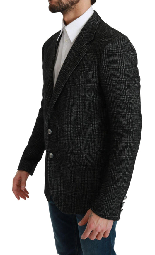 Dolce & Gabbana Gray Plaid Check Slim Fit Jacket Blazer - Ellie Belle