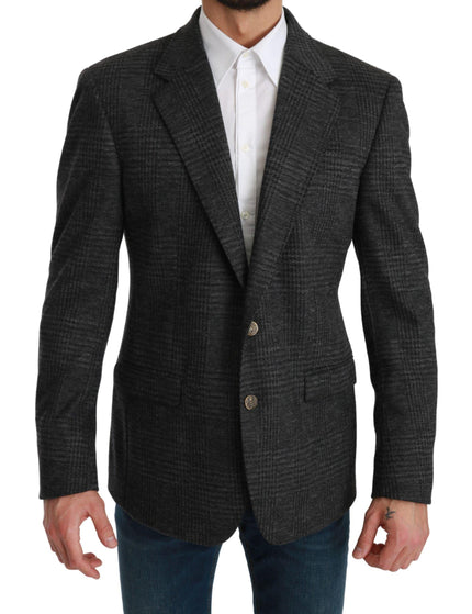 Dolce & Gabbana Gray Plaid Check Wool Formal Jacket Blazer - Ellie Belle