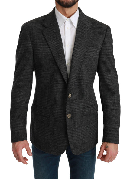Dolce & Gabbana Gray Plaid Check Wool Formal Jacket Blazer - Ellie Belle