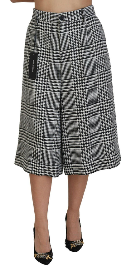 Dolce & Gabbana Gray Plaid High Waist Wide Leg Alpaca Pants - Ellie Belle