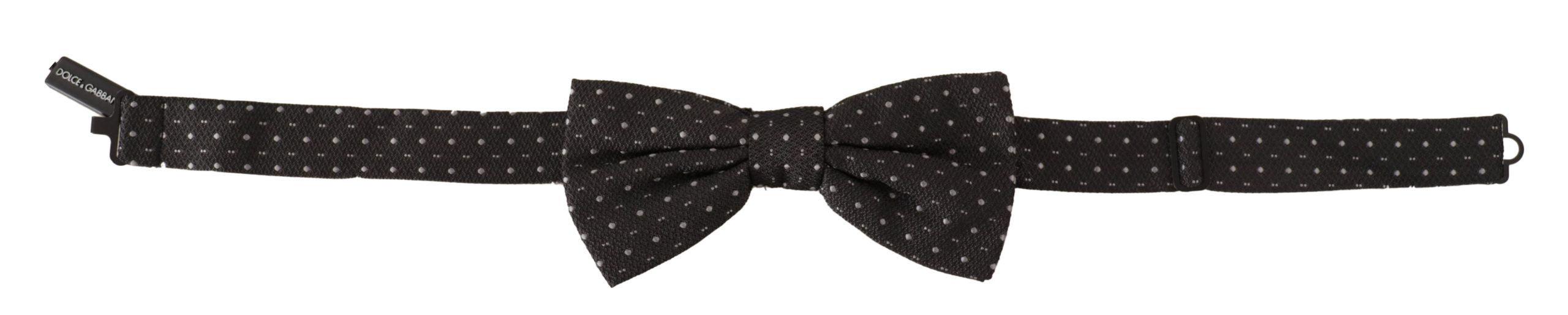 Dolce & Gabbana Gray Polka Dot 100% Silk Neck Papillon Tie - Ellie Belle