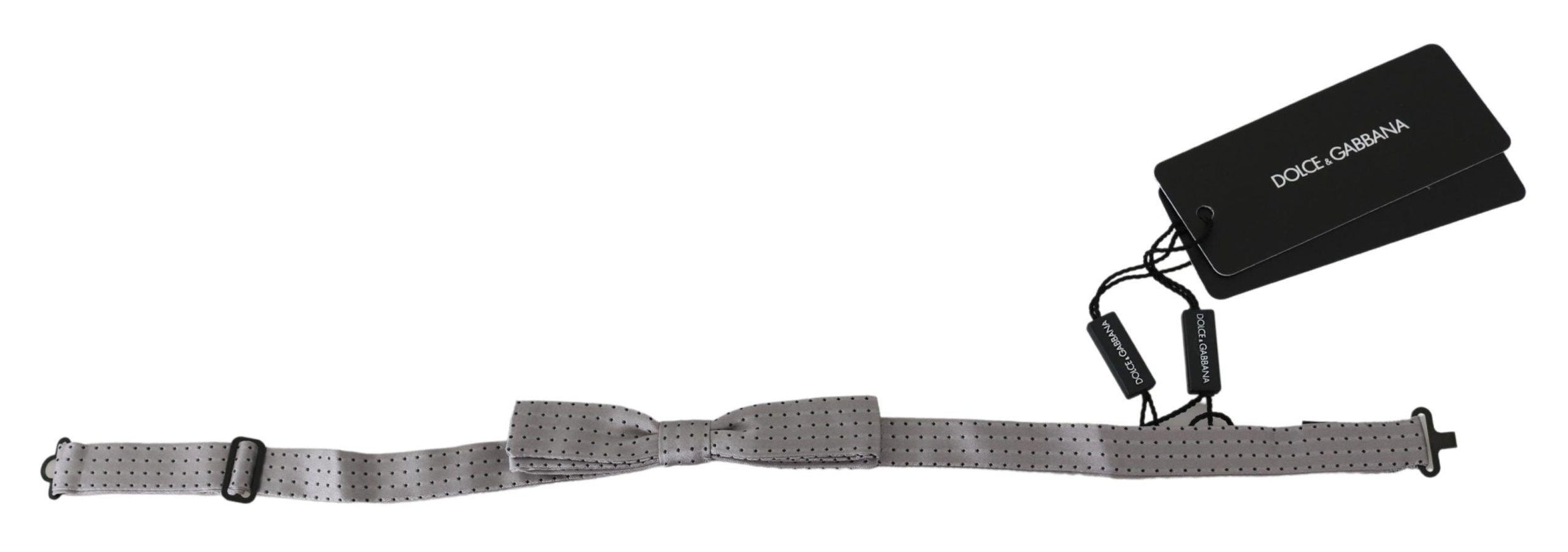 Dolce & Gabbana Gray Polka Dot Mens Necktie Papillon Bow Tie - Ellie Belle