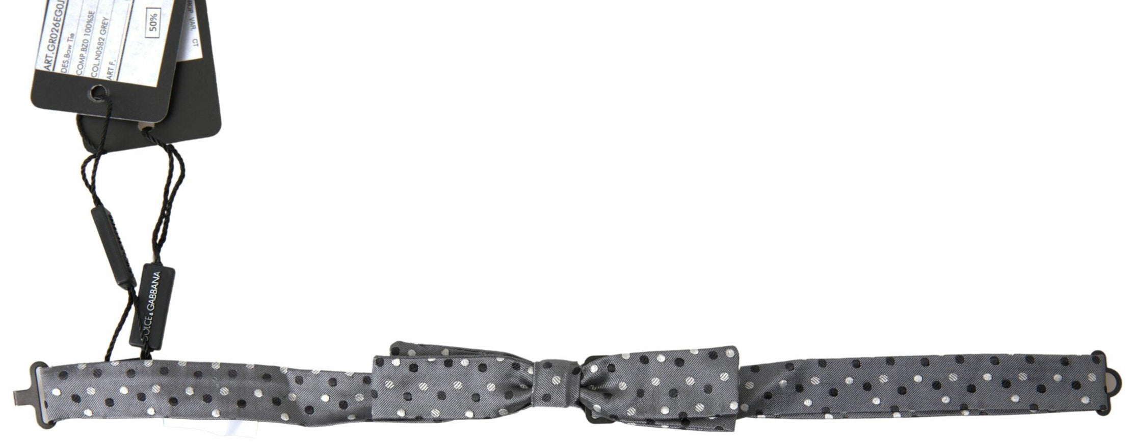 Dolce & Gabbana Gray Polka Dot Silk Adjustable Men Neck Papillon Bow Tie - Ellie Belle