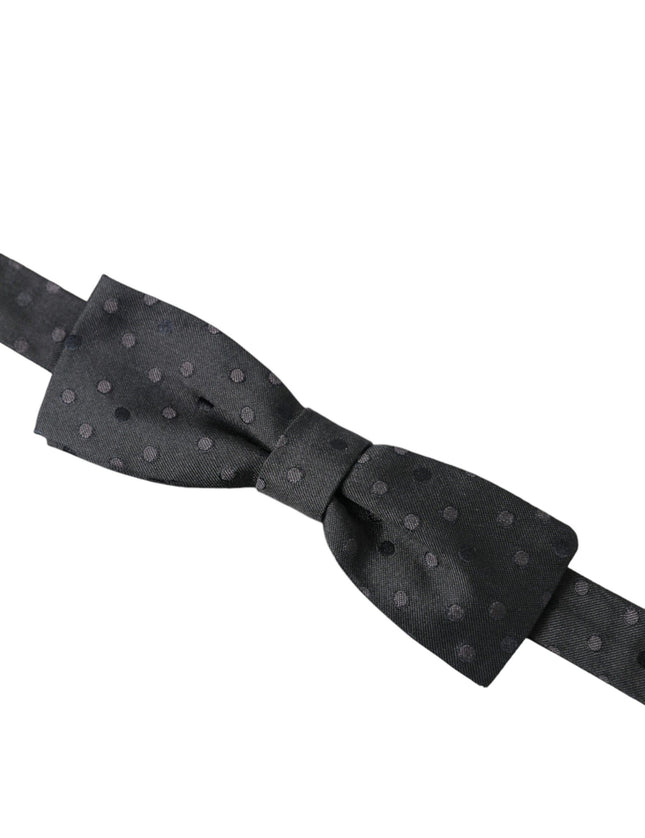Dolce & Gabbana Gray Polka Dot Silk Adjustable Neck Men Papillon Bow Tie - Ellie Belle